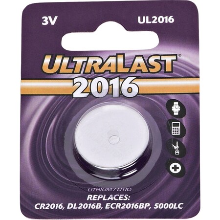 Dantona NABC UltraLast UL2016 Lithium Button General Purpose Battery - 3V DC UL2016